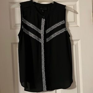 Attention button up blouse Black w/black white trim. Size large
